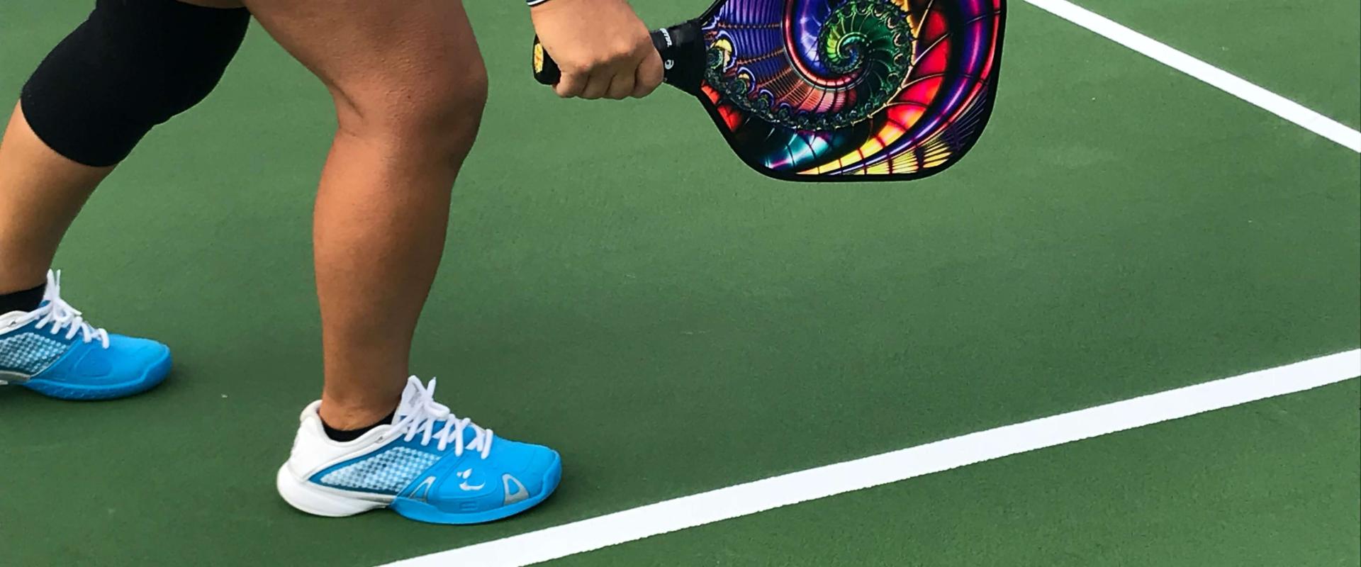 Pickleball player in action